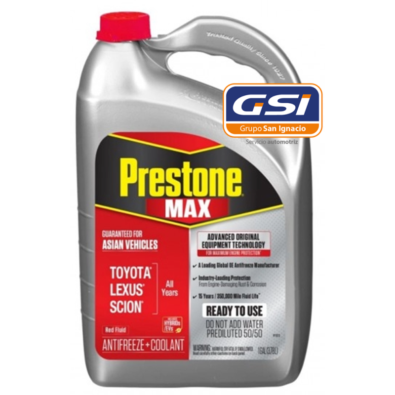 Prestone Refrigerante Anticongelante Asian Cars Max 50 Rojo